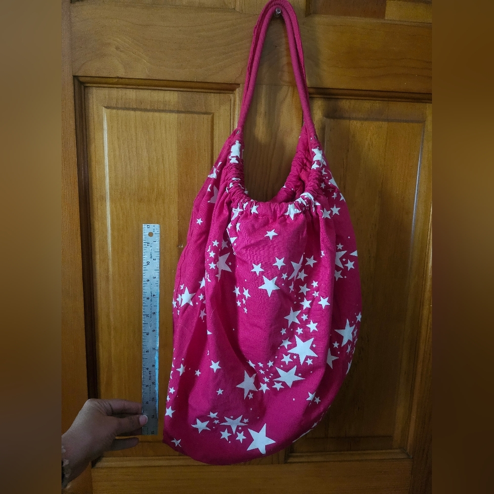 Pink Star Patterned Tote Bag
